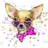 Dog Fashion T-Shirt Graphics. Dog Illustration with Splash Watercolor Textured Background. Unusual-Dabrynina Alena-Art Print