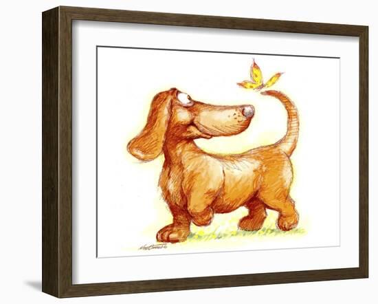 Dachshund and Butterfly-Nate Owens-Framed Giclee Print