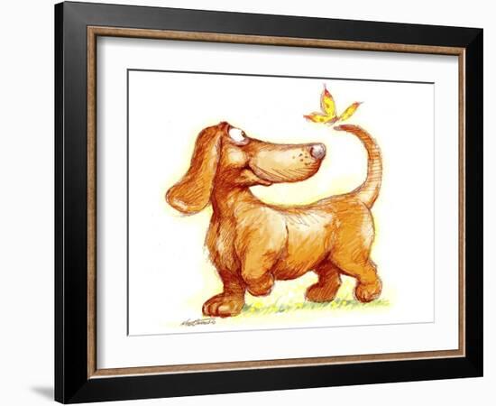 Dachshund and Butterfly-Nate Owens-Framed Giclee Print