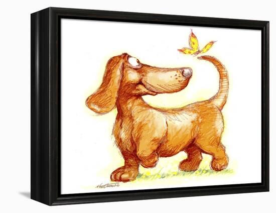 Dachshund and Butterfly-Nate Owens-Framed Premier Image Canvas