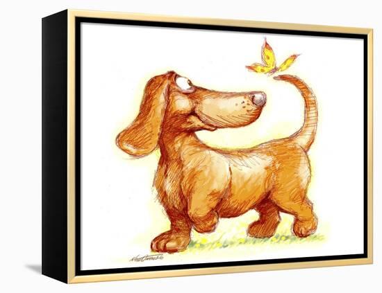 Dachshund and Butterfly-Nate Owens-Framed Premier Image Canvas