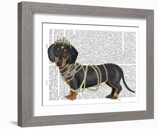 Dachshund and Pearls-Fab Funky-Framed Art Print