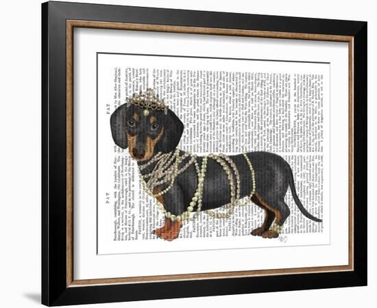 Dachshund and Pearls-Fab Funky-Framed Art Print