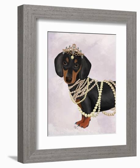 Dachshund and Tiara-Fab Funky-Framed Art Print