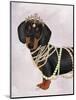 Dachshund and Tiara-Fab Funky-Mounted Art Print