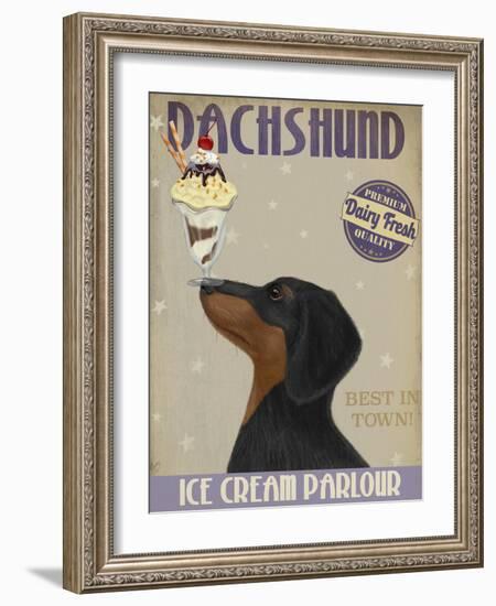 Dachshund, Black and Tan, Ice Cream-Fab Funky-Framed Art Print