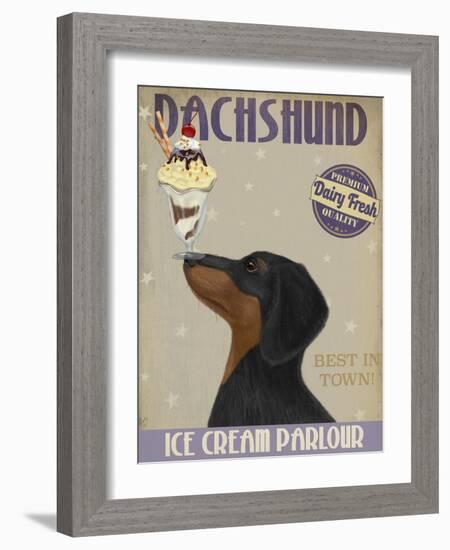 Dachshund, Black and Tan, Ice Cream-Fab Funky-Framed Art Print