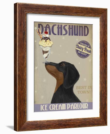 Dachshund, Black and Tan, Ice Cream-Fab Funky-Framed Art Print