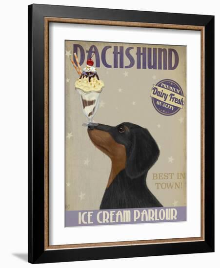 Dachshund, Black and Tan, Ice Cream-Fab Funky-Framed Art Print