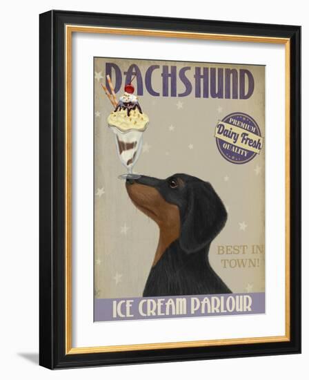 Dachshund, Black and Tan, Ice Cream-Fab Funky-Framed Art Print