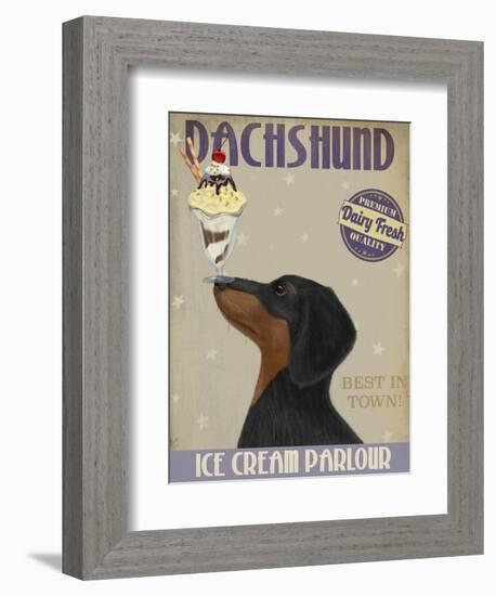 Dachshund, Black and Tan, Ice Cream-Fab Funky-Framed Premium Giclee Print