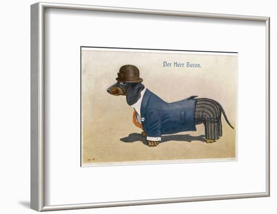 Dachshund Dressed as a Man-null-Framed Photographic Print
