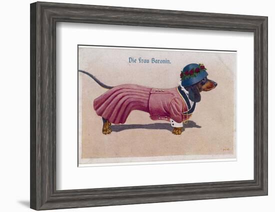 Dachshund Dressed as a Woman-null-Framed Photographic Print