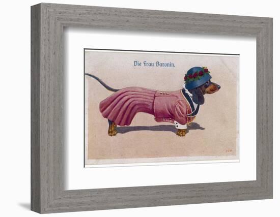 Dachshund Dressed as a Woman-null-Framed Photographic Print