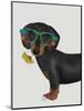 Dachshund Flower Glasses-Fab Funky-Mounted Art Print