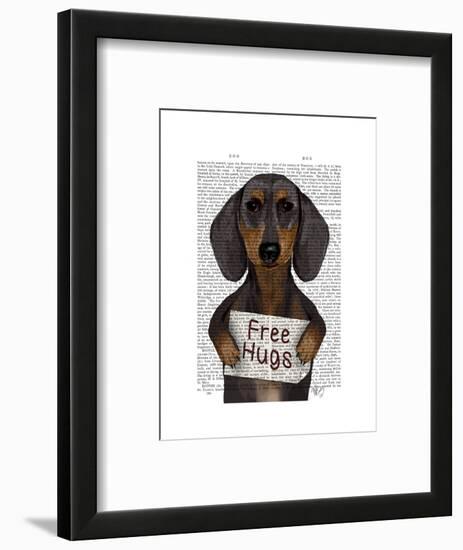 Dachshund Free Hugs-Fab Funky-Framed Art Print