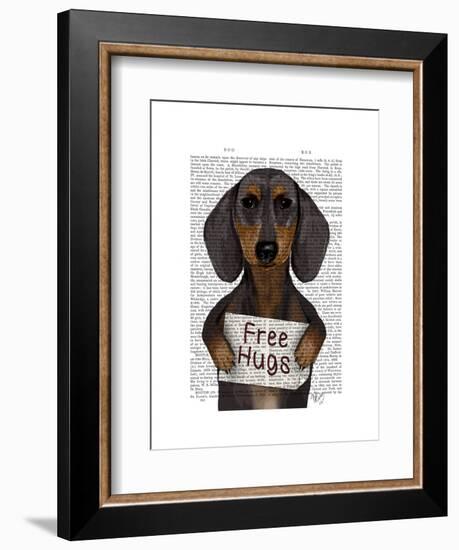 Dachshund Free Hugs-Fab Funky-Framed Art Print