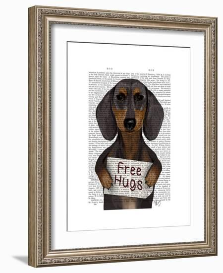 Dachshund Free Hugs-Fab Funky-Framed Art Print