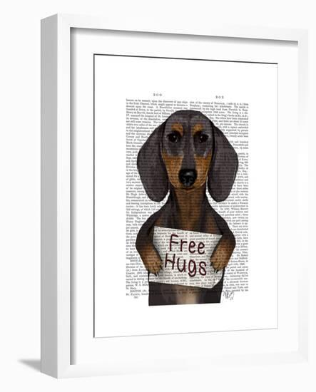 Dachshund Free Hugs-Fab Funky-Framed Art Print
