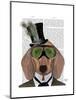 Dachshund Green Goggles Top Hat-Fab Funky-Mounted Art Print