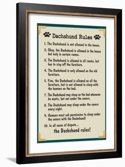 Dachshund House Rules-null-Framed Premium Giclee Print