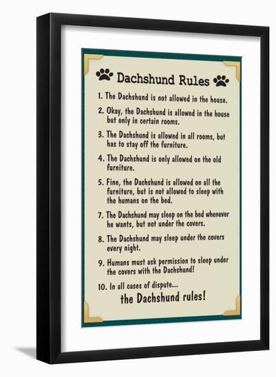 Dachshund House Rules-null-Framed Premium Giclee Print