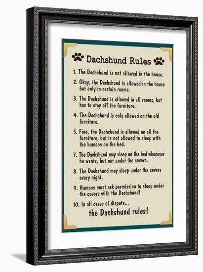 Dachshund House Rules-null-Framed Premium Giclee Print