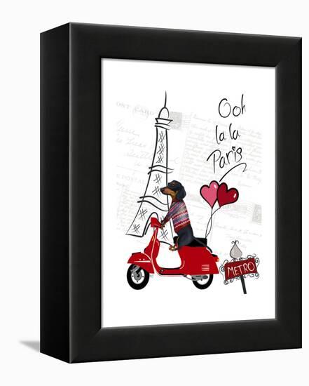 Dachshund In Paris-Fab Funky-Framed Stretched Canvas