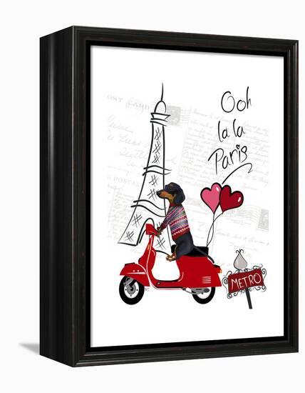 Dachshund In Paris-Fab Funky-Framed Stretched Canvas