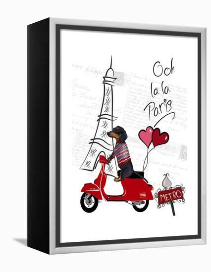 Dachshund In Paris-Fab Funky-Framed Stretched Canvas