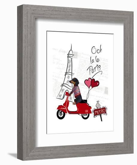 Dachshund In Paris-Fab Funky-Framed Premium Giclee Print