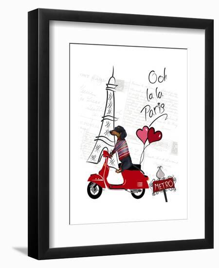 Dachshund In Paris-Fab Funky-Framed Premium Giclee Print