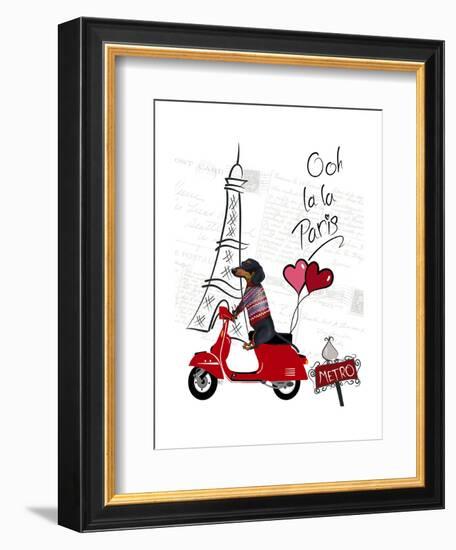 Dachshund In Paris-Fab Funky-Framed Premium Giclee Print