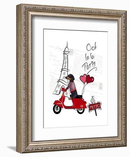 Dachshund In Paris-Fab Funky-Framed Art Print