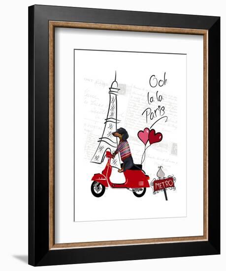 Dachshund In Paris-Fab Funky-Framed Art Print