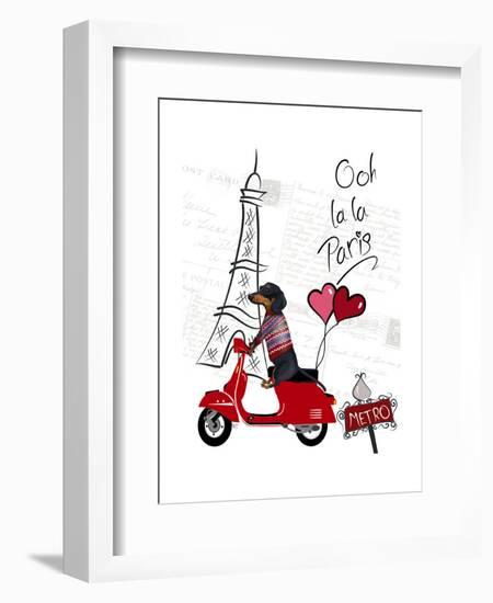 Dachshund In Paris-Fab Funky-Framed Art Print