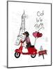 Dachshund In Paris-Fab Funky-Mounted Art Print