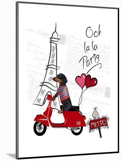 Dachshund In Paris-Fab Funky-Mounted Art Print