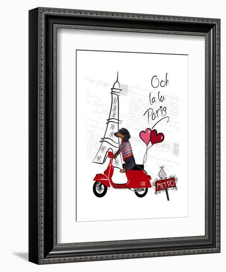 Dachshund In Paris-Fab Funky-Framed Art Print