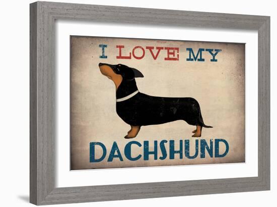 Dachshund Longboards - Love v1-Ryan Fowler-Framed Art Print