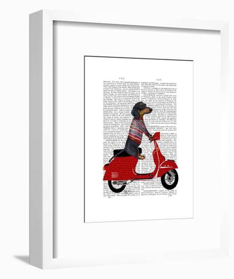 Dachshund on a Moped-Fab Funky-Framed Art Print