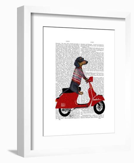 Dachshund on a Moped-Fab Funky-Framed Art Print