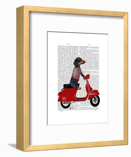 Dachshund on a Moped-Fab Funky-Framed Art Print