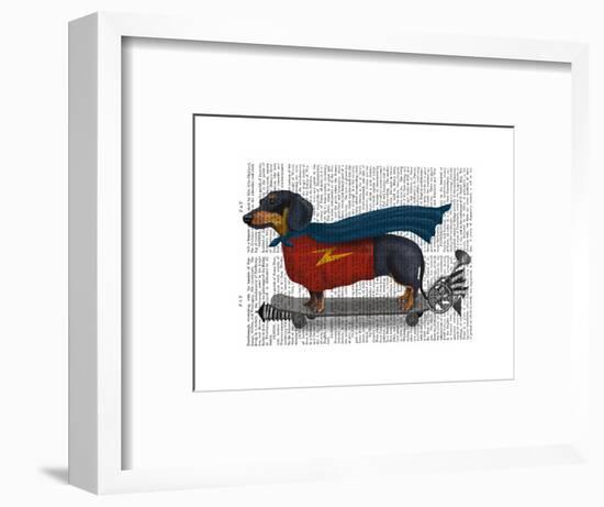 Dachshund On Skateboard-Fab Funky-Framed Art Print