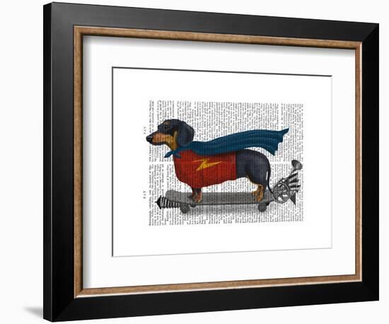 Dachshund On Skateboard-Fab Funky-Framed Art Print