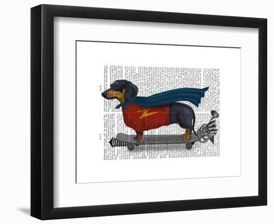 Dachshund On Skateboard-Fab Funky-Framed Art Print