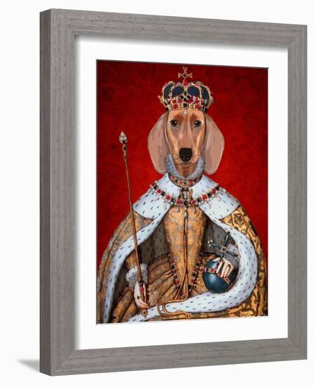 Dachshund Queen-Fab Funky-Framed Art Print