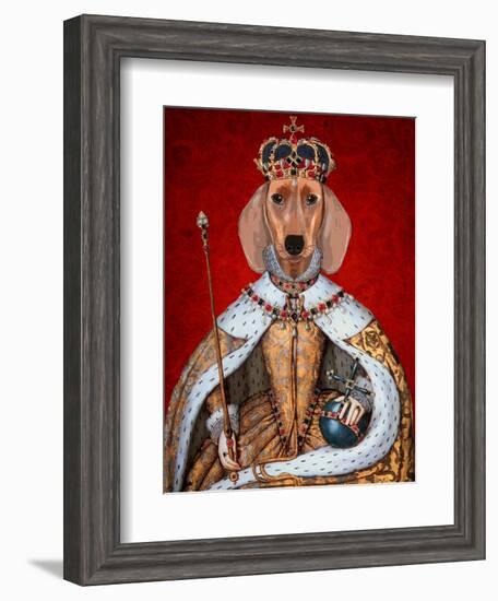 Dachshund Queen-Fab Funky-Framed Art Print