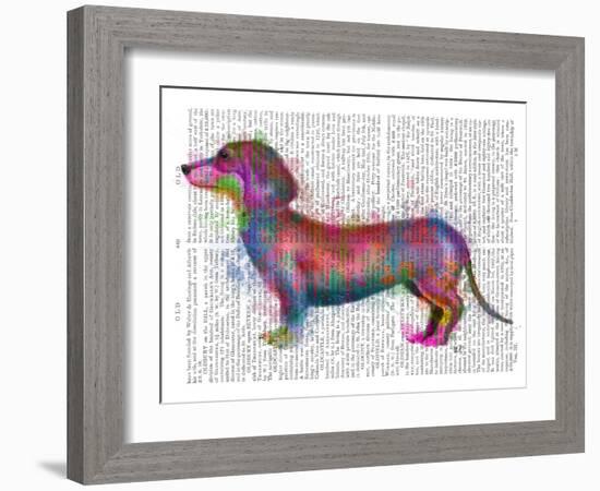 Dachshund Rainbow Splash 1-Fab Funky-Framed Art Print