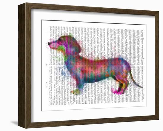 Dachshund Rainbow Splash 1-Fab Funky-Framed Art Print